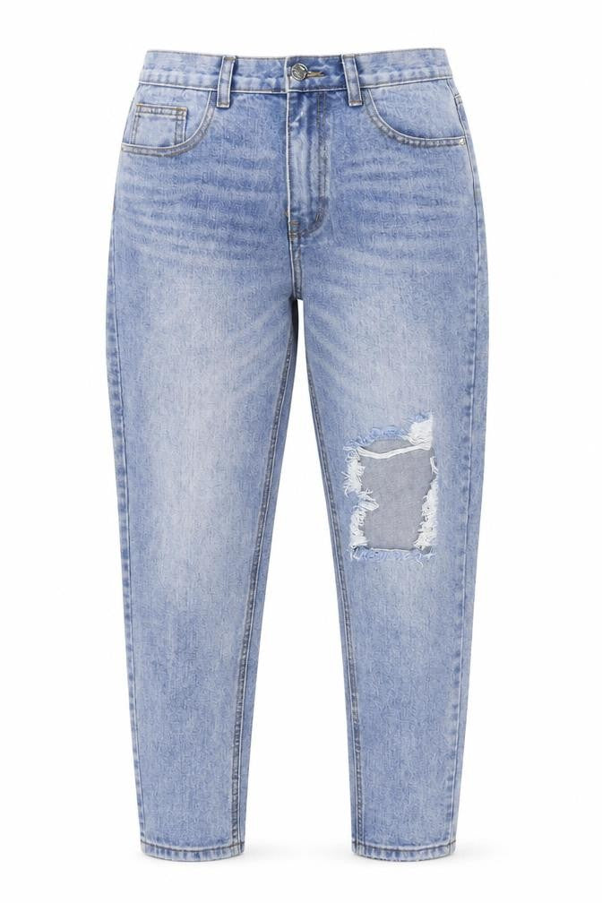 Misspap Womens Blue Cotton Mom Jeans Size 10 L27 in Regular Button