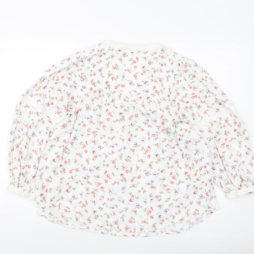 Per Una Womens White Floral Viscose Basic Blouse Size 8 V-Neck
