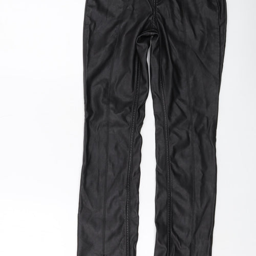 H&M Womens Black Polyester Trousers Size 6 L30 in Regular Button