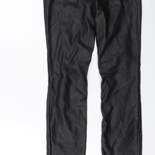 H&M Womens Black Polyester Trousers Size 6 L30 in Regular Button