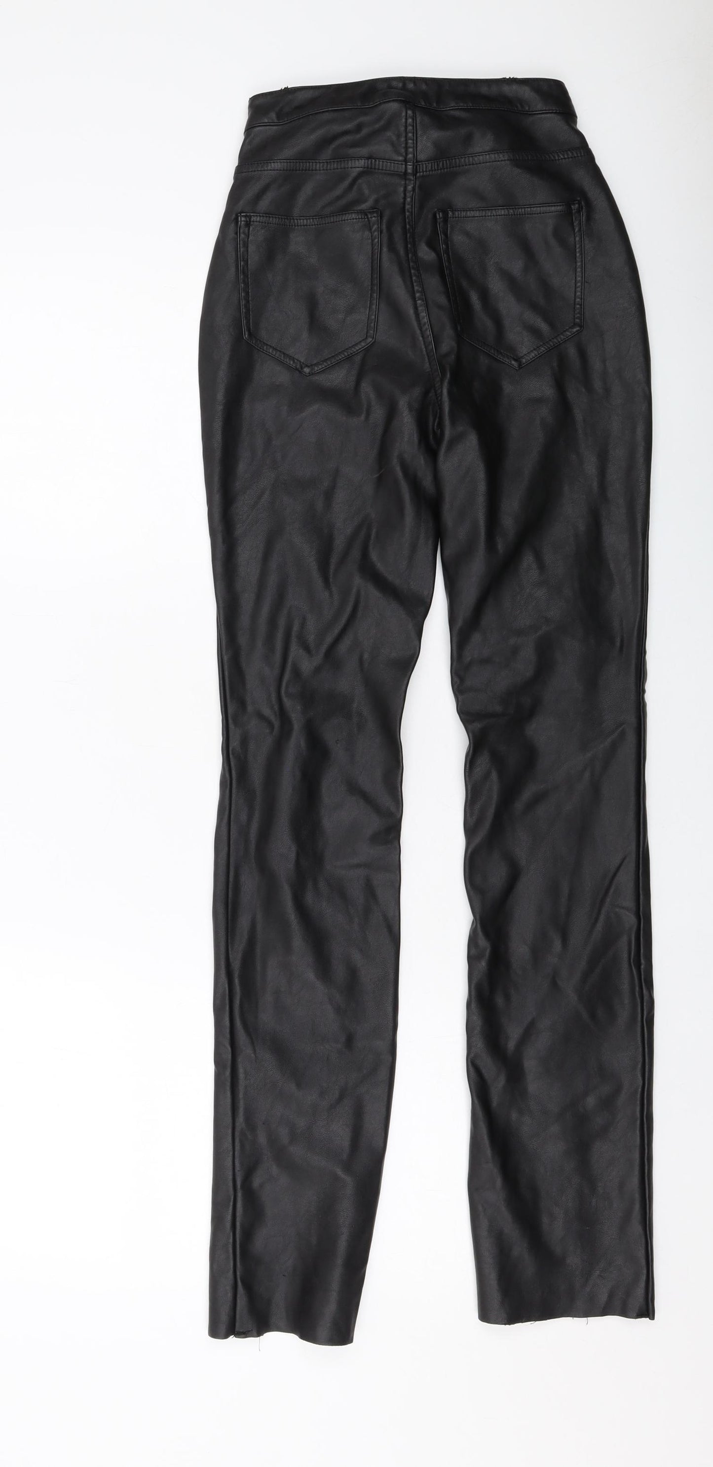 H&M Womens Black Polyester Trousers Size 6 L30 in Regular Button