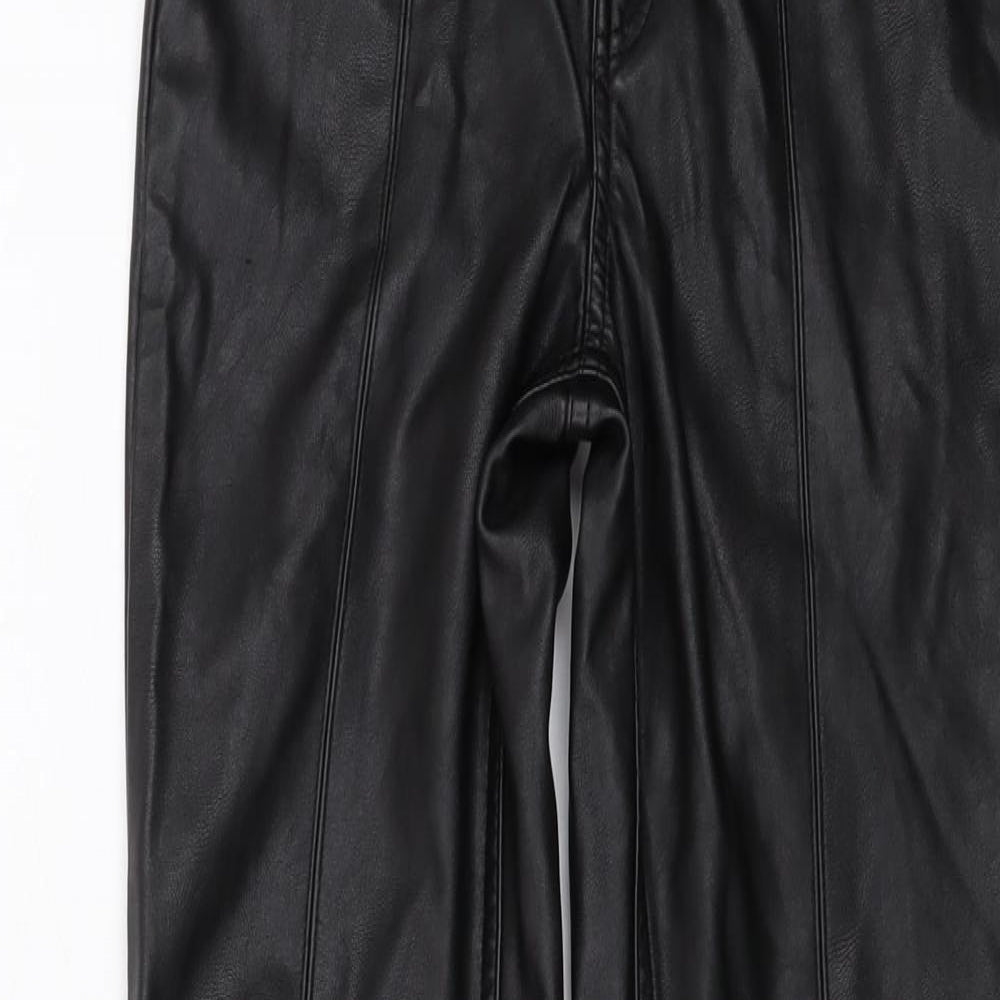 H&M Womens Black Polyester Trousers Size 6 L30 in Regular Button