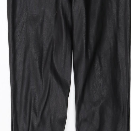 H&M Womens Black Polyester Trousers Size 6 L30 in Regular Button