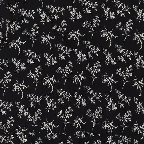 H&M Womens Black Floral Polyester A-Line Size 10 V-Neck Pullover