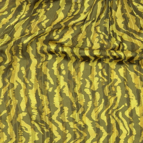H&M Womens Yellow Animal Print Polyester Basic Blouse Size M Mock Neck
