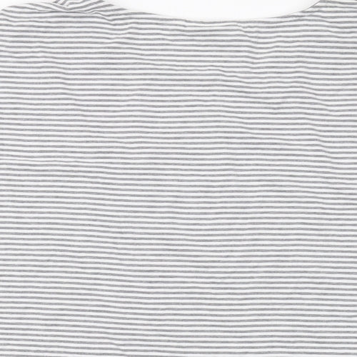 JoJo Maman Bébé Womens Grey Striped Viscose Basic T-Shirt Size M Round Neck