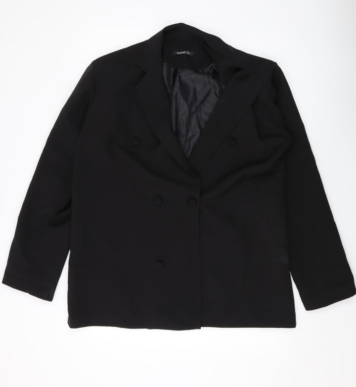 Boohoo Womens Black Jacket Size 12 Button