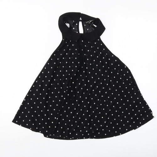 H&,M Womens Black Polka Dot Polyester Basic Blouse Size 8 Collared