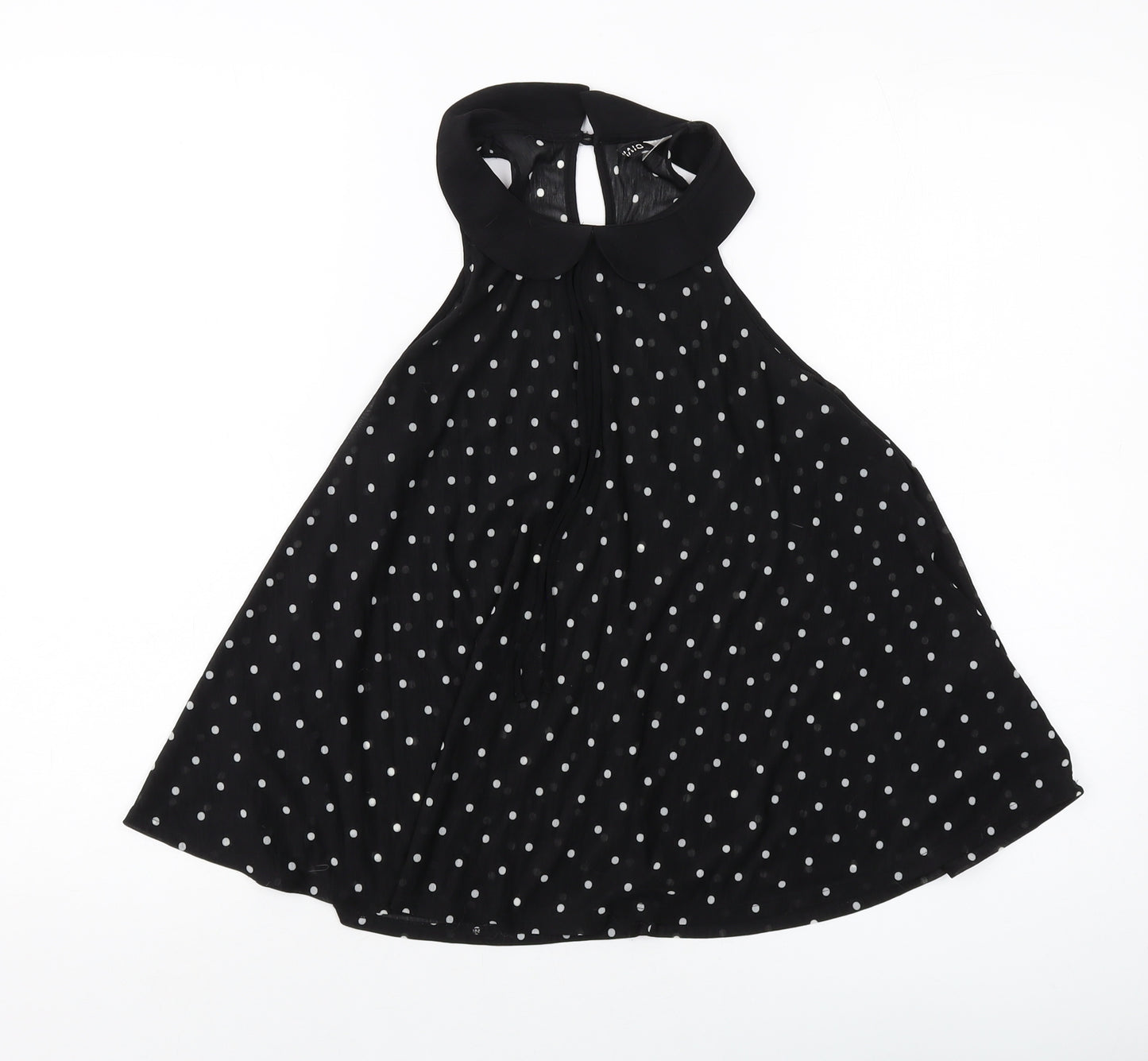 H&,M Womens Black Polka Dot Polyester Basic Blouse Size 8 Collared