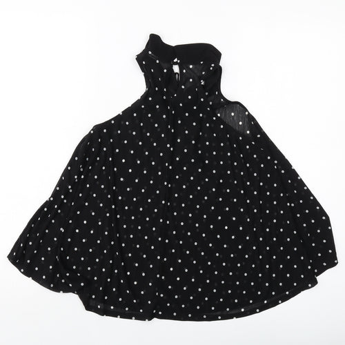 H&,M Womens Black Polka Dot Polyester Basic Blouse Size 8 Collared