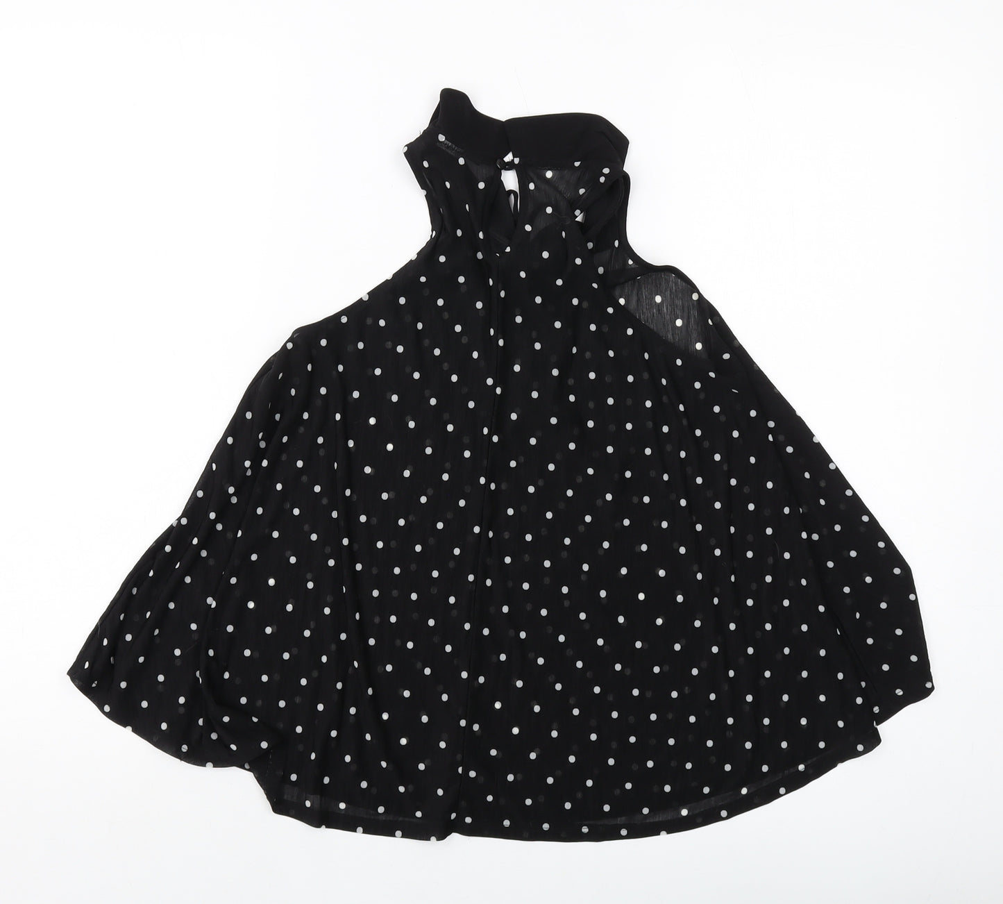 H&,M Womens Black Polka Dot Polyester Basic Blouse Size 8 Collared