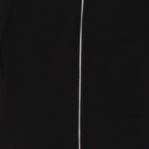 H&,M Womens Black Polyester A-Line Size 14 Round Neck Zip