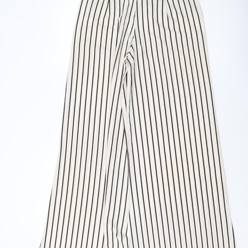 Boohoo Womens Beige Striped Polyester Trousers Size 10 L31 in Regular Zip