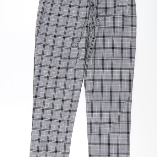 Boohoo Mens Grey Plaid Polyester Pyjama Pants Size S Drawstring