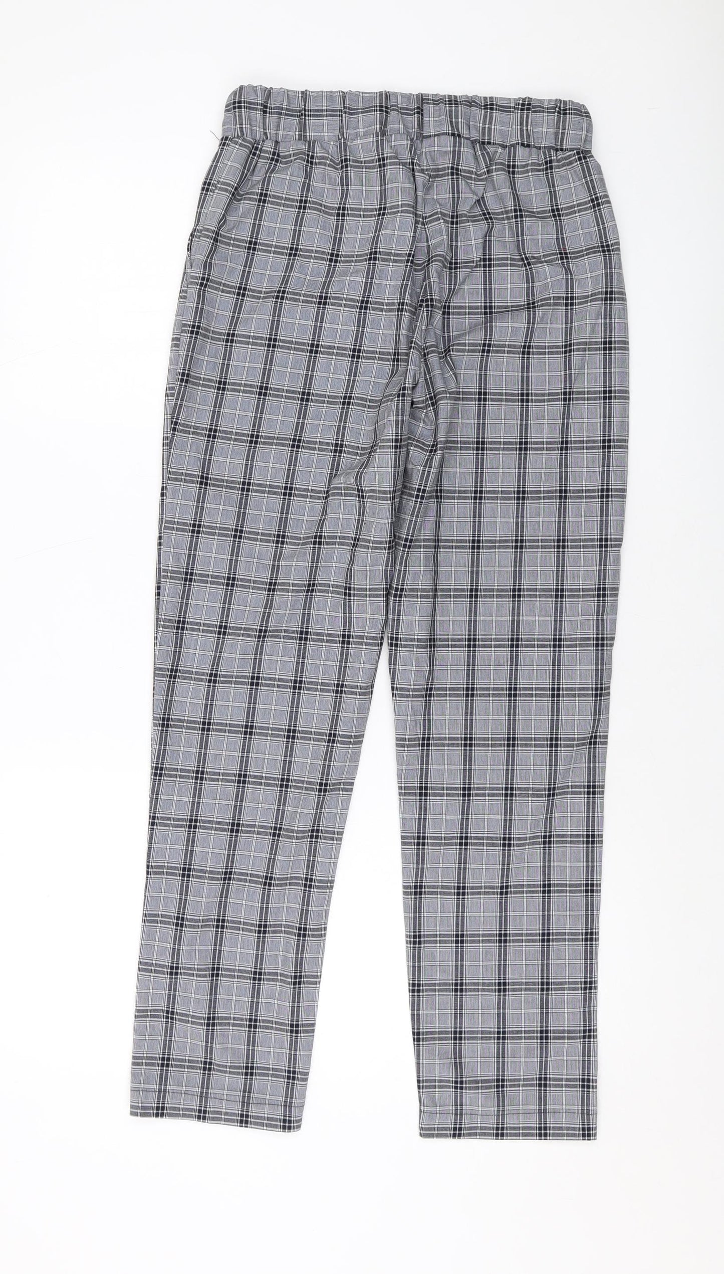 Boohoo Mens Grey Plaid Polyester Pyjama Pants Size S Drawstring