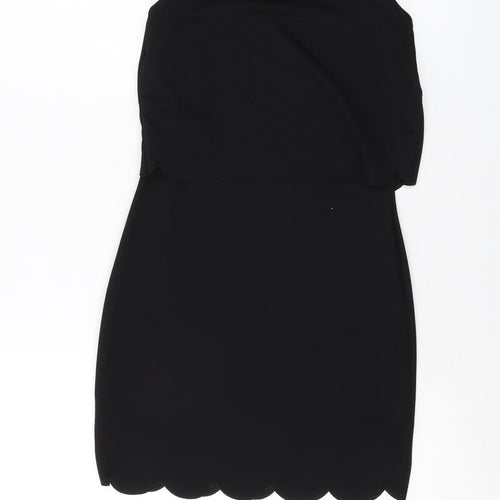 Boohoo Womens Black Polyester Mini Size 6 Round Neck Pullover