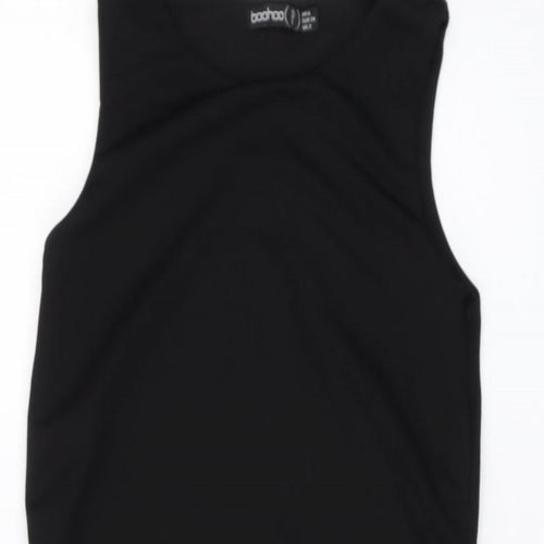 Boohoo Womens Black Polyester Mini Size 6 Round Neck Pullover