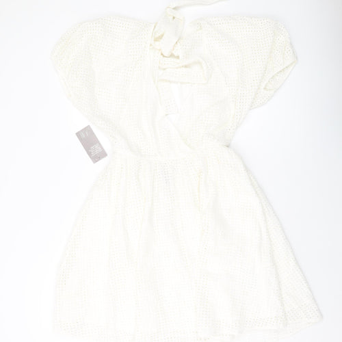 H&M Womens Ivory Cotton A-Line Size 10 V-Neck Pullover