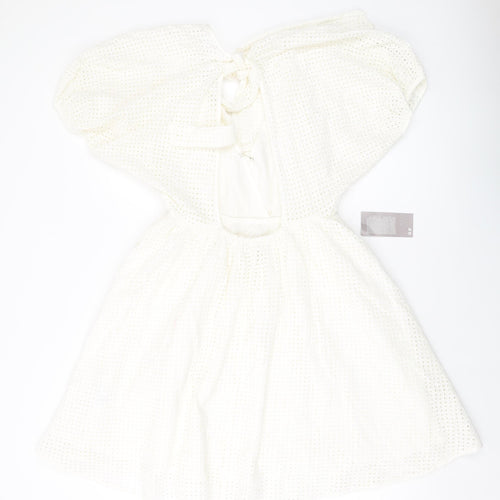 H&M Womens Ivory Cotton A-Line Size 10 V-Neck Pullover