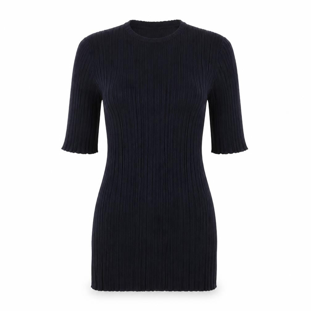 Front view of H&M women’s blue round neck polyester jumper, size XS