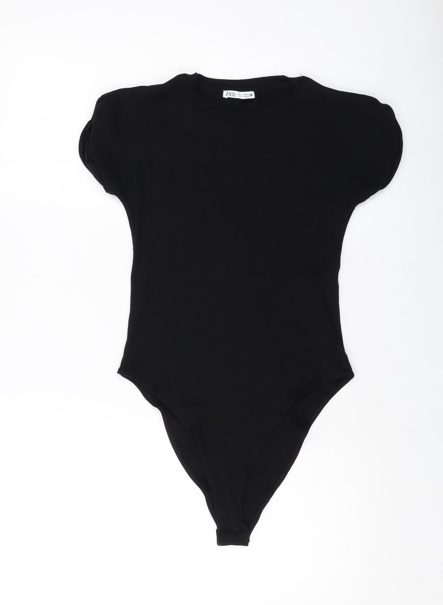 Zara Womens Black Cotton Bodysuit One-Piece Size M Snap