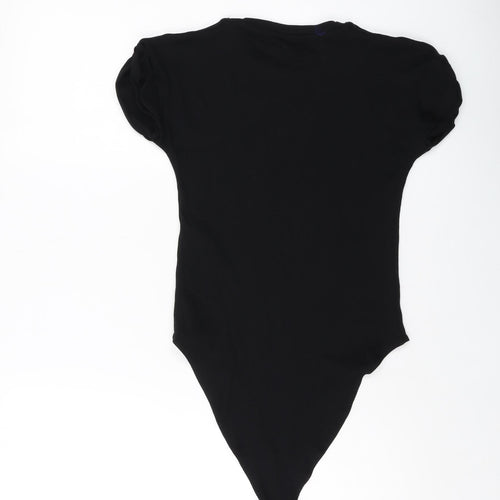 Zara Womens Black Cotton Bodysuit One-Piece Size M Snap