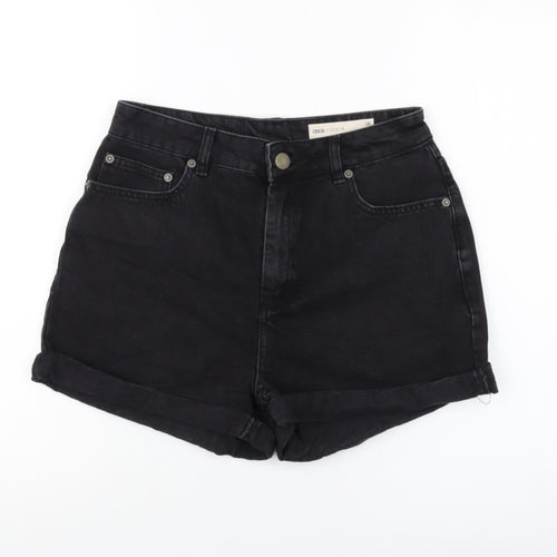 ASOS Womens Black Cotton Mom Shorts Size 10 L3 in Regular Button