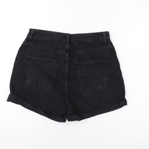 ASOS Womens Black Cotton Mom Shorts Size 10 L3 in Regular Button