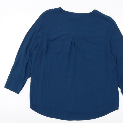 Object Womens Blue Viscose Basic Blouse Size 12 V-Neck