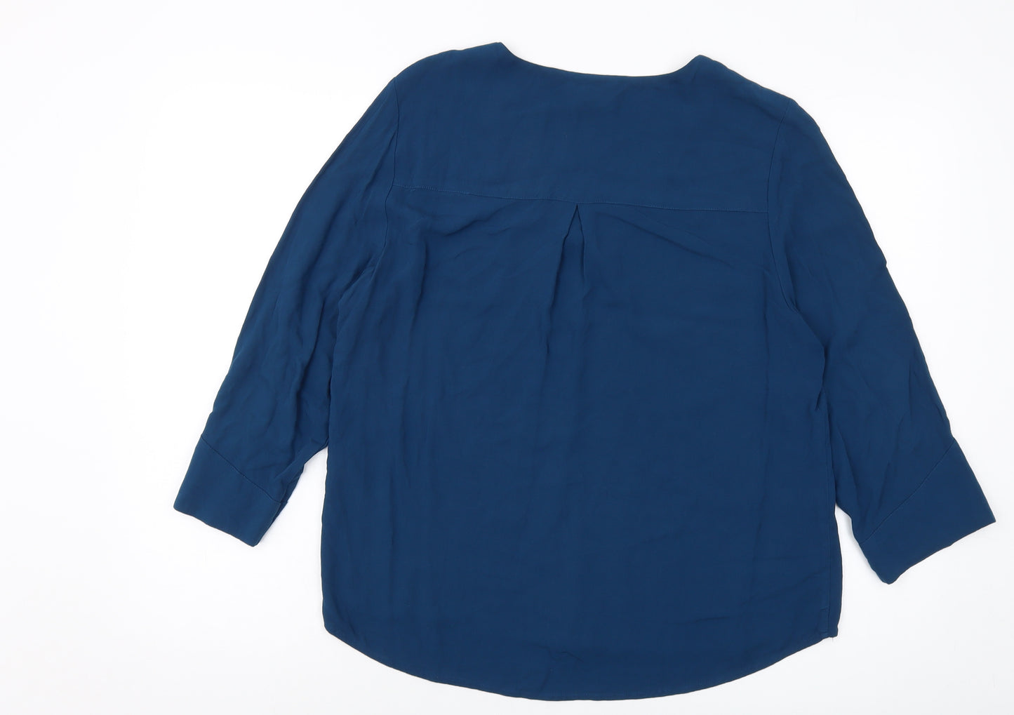 Object Womens Blue Viscose Basic Blouse Size 12 V-Neck