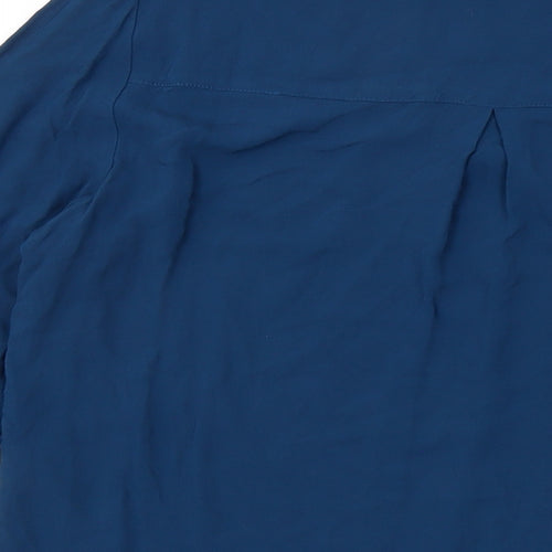 Object Womens Blue Viscose Basic Blouse Size 12 V-Neck