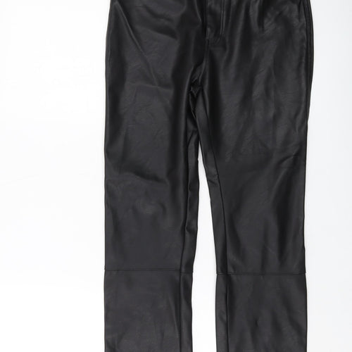 H&,M Womens Black Polyester Trousers Size 10 L26 in Regular Button