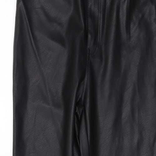 H&,M Womens Black Polyester Trousers Size 10 L26 in Regular Button