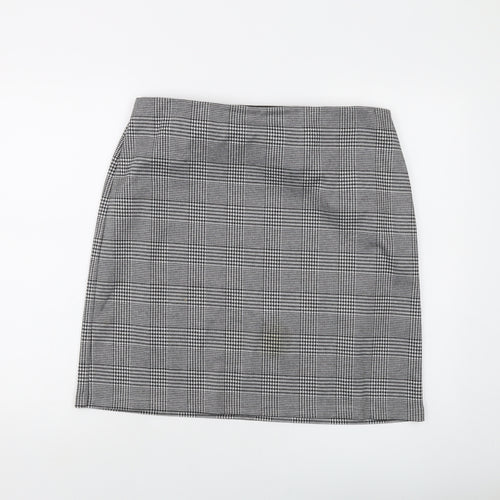 Marks and Spencer Womens Grey Plaid Polyester A-Line Skirt Size 16