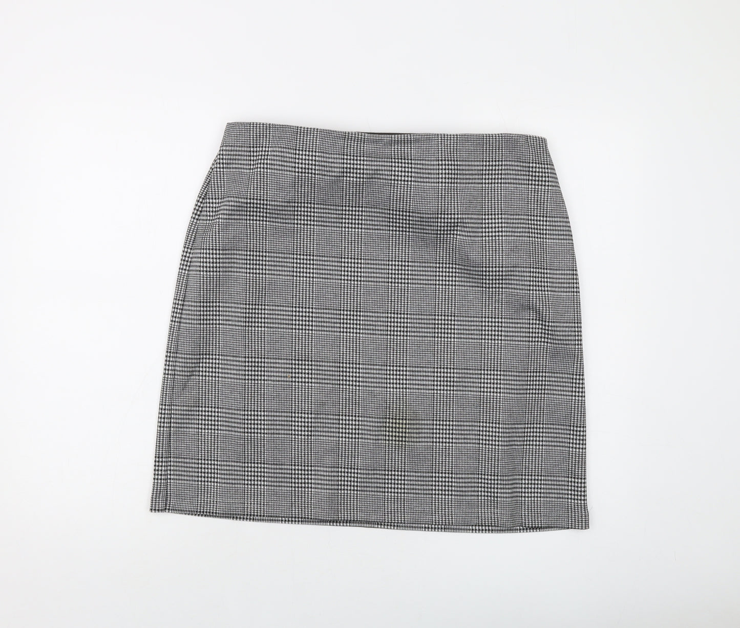 Marks and Spencer Womens Grey Plaid Polyester A-Line Skirt Size 16