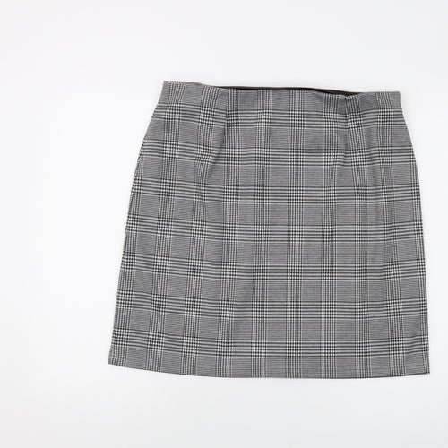 Marks and Spencer Womens Grey Plaid Polyester A-Line Skirt Size 16