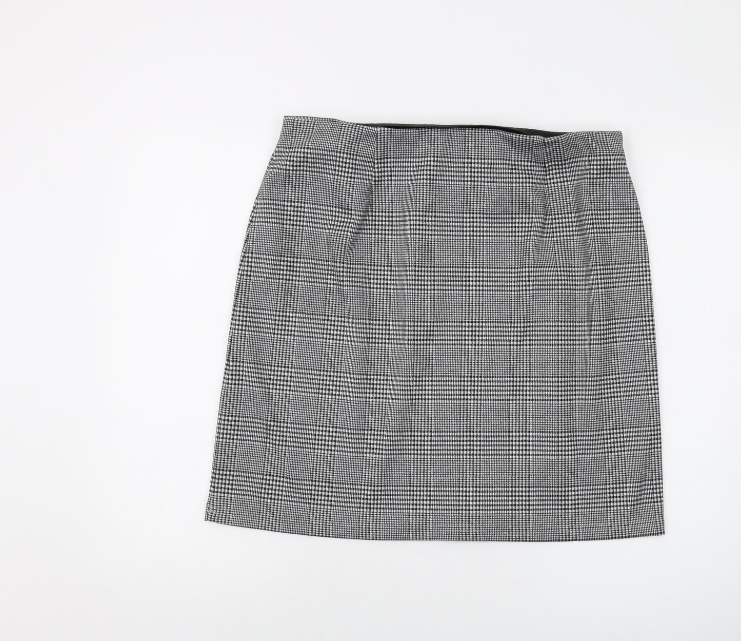 Marks and Spencer Womens Grey Plaid Polyester A-Line Skirt Size 16