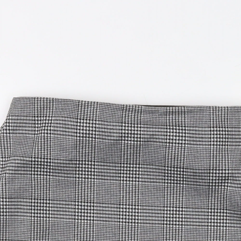 Marks and Spencer Womens Grey Plaid Polyester A-Line Skirt Size 16
