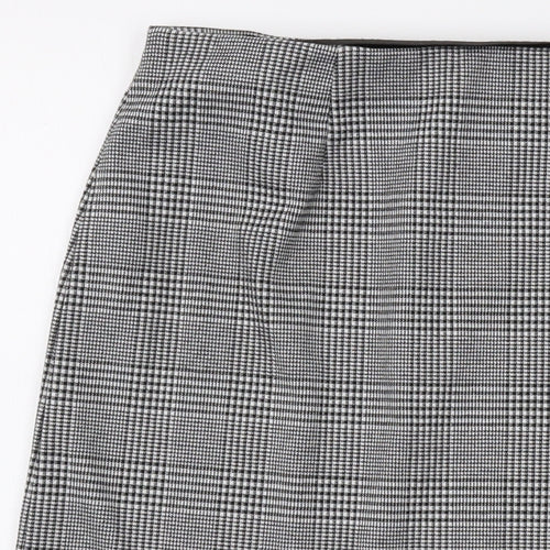 Marks and Spencer Womens Grey Plaid Polyester A-Line Skirt Size 16
