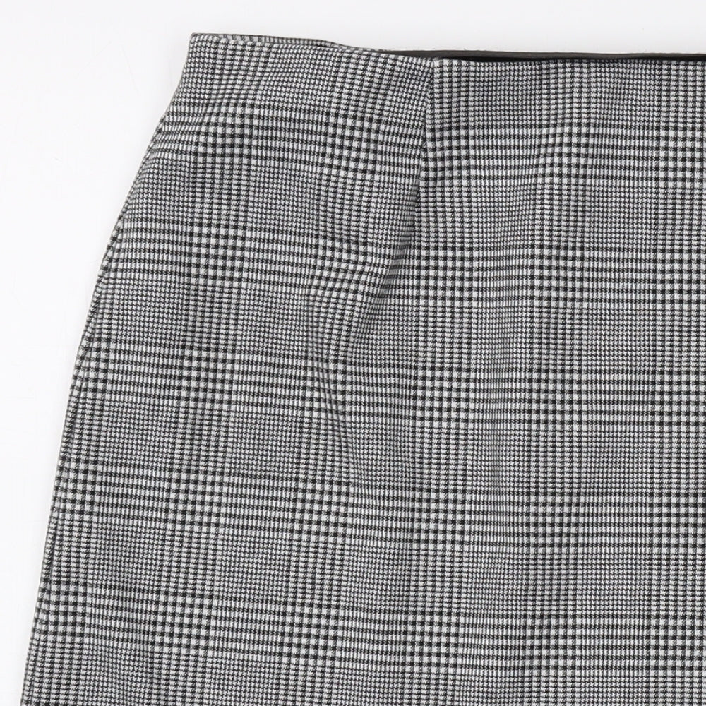 Marks and Spencer Womens Grey Plaid Polyester A-Line Skirt Size 16