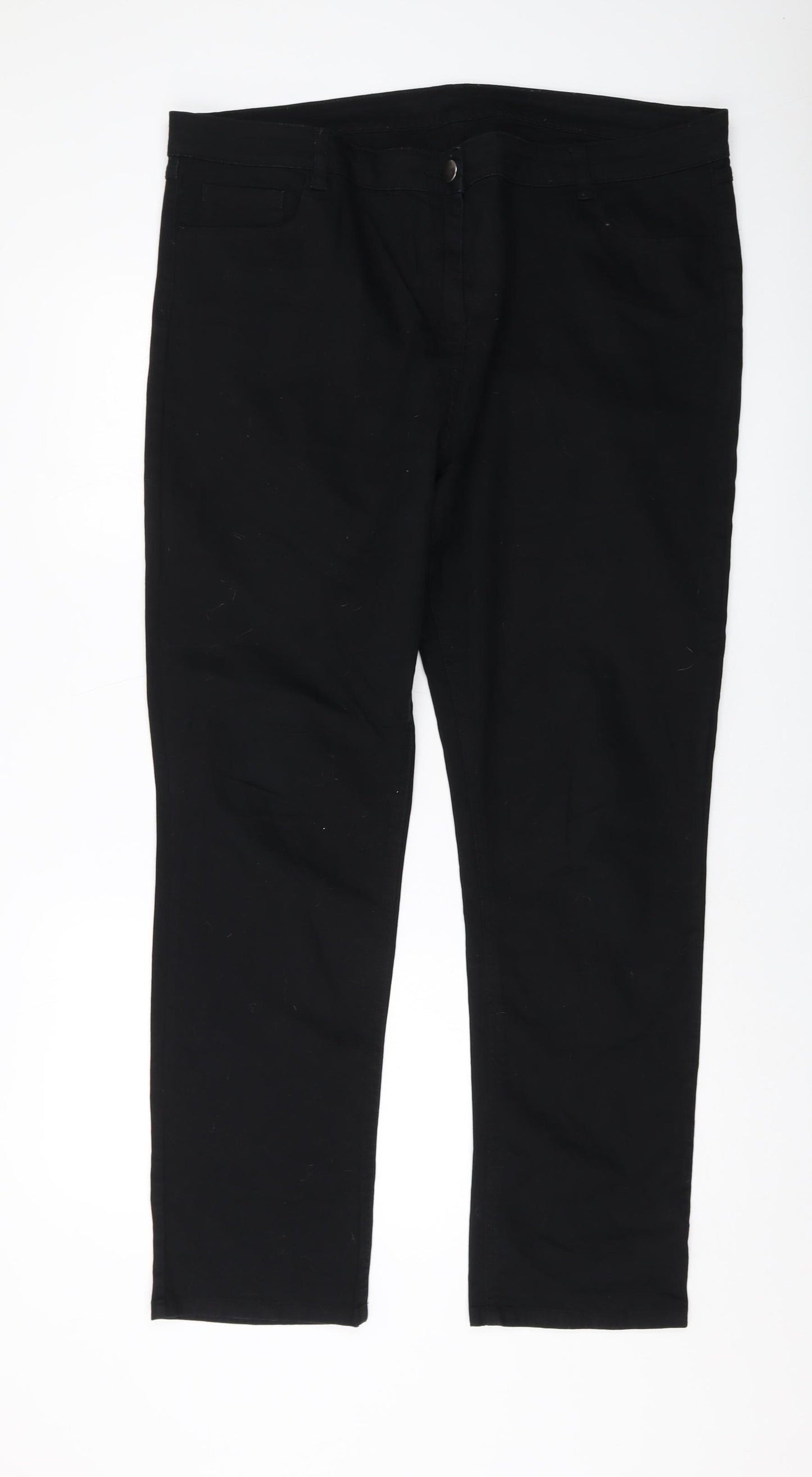Matalan Womens Black Cotton Straight Jeans Size 20 L30 in Regular Button