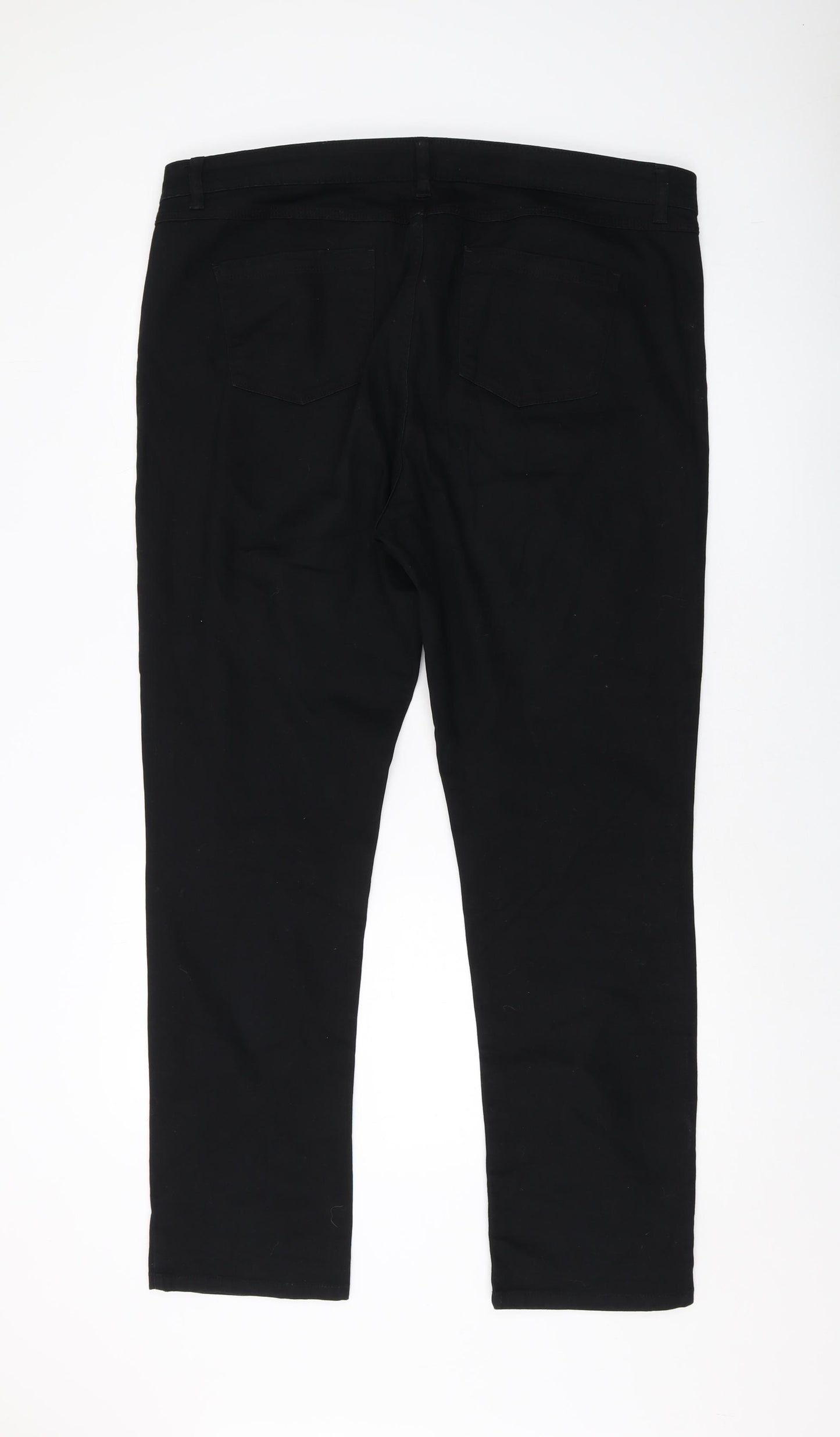 Matalan Womens Black Cotton Straight Jeans Size 20 L30 in Regular Button