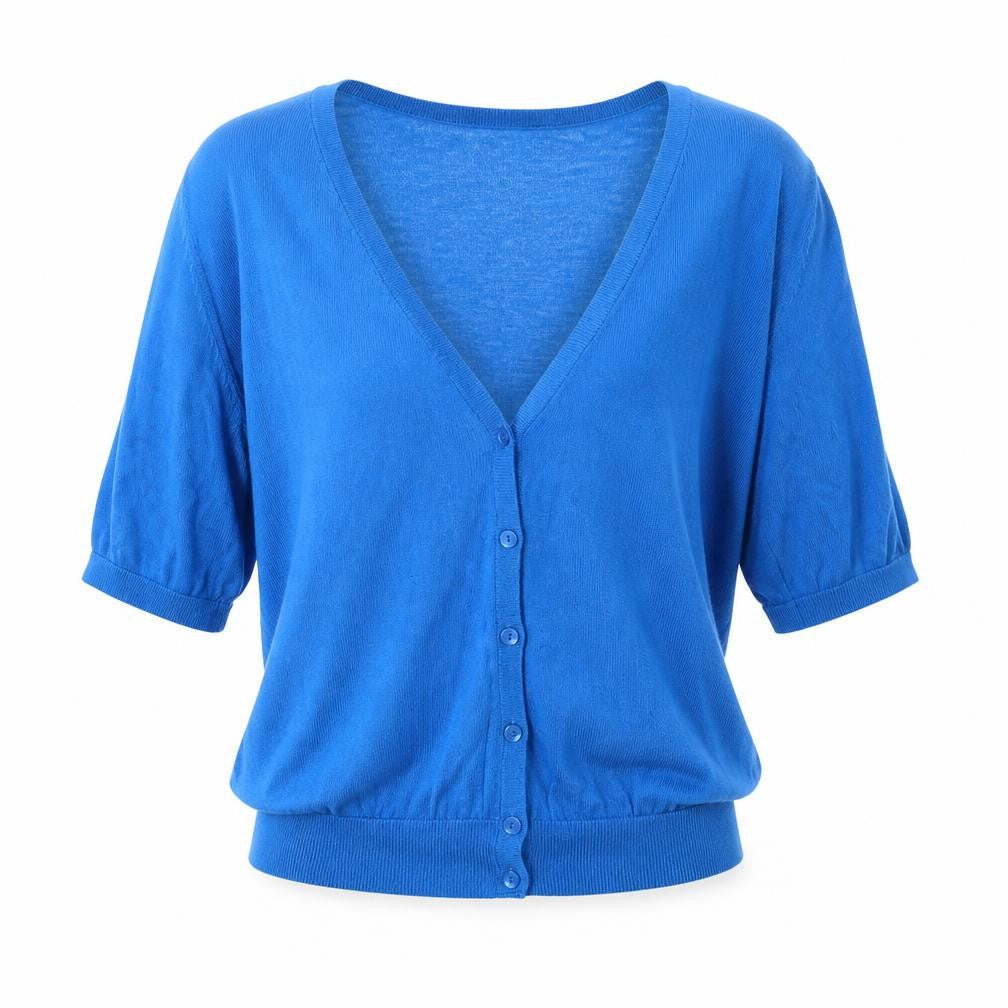 H&M Womens Blue V-Neck Lyocell Shrug Jumper Size L