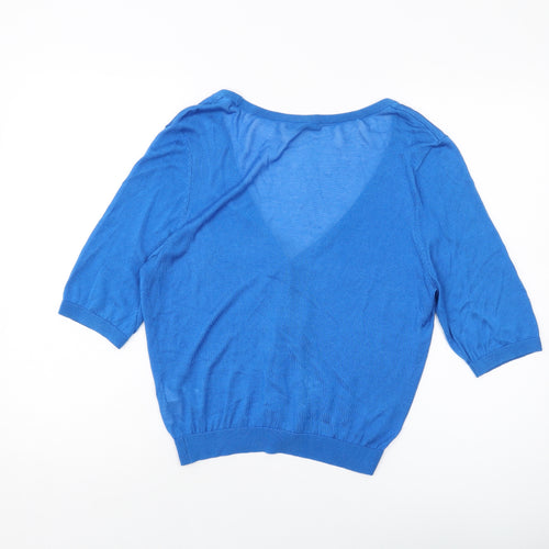 H&M Womens Blue V-Neck Lyocell Shrug Jumper Size L