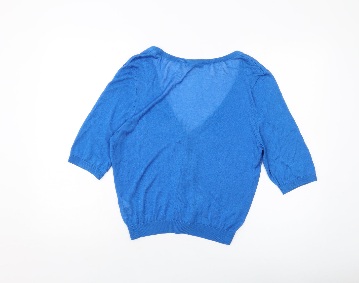 H&M Womens Blue V-Neck Lyocell Shrug Jumper Size L