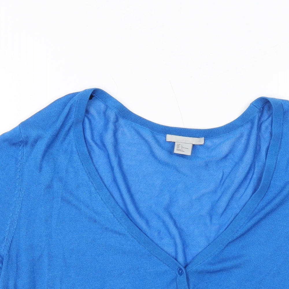 H&M Womens Blue V-Neck Lyocell Shrug Jumper Size L