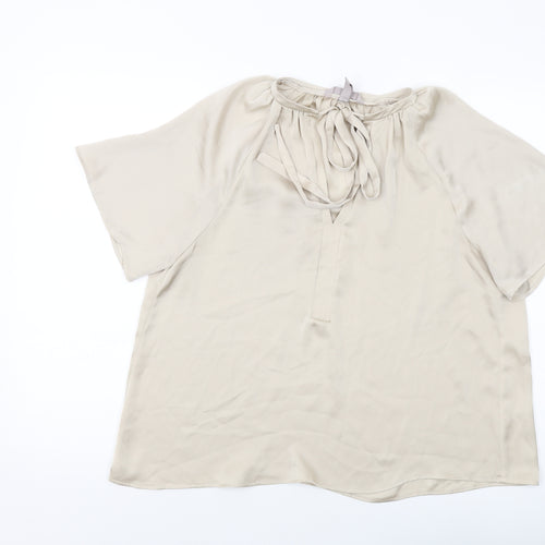 H&M Womens Beige Polyester Basic Blouse Size XS V-Neck