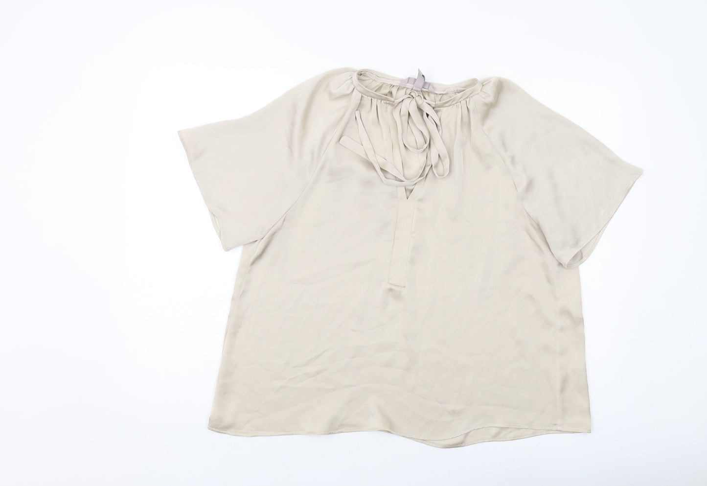 H&M Womens Beige Polyester Basic Blouse Size XS V-Neck