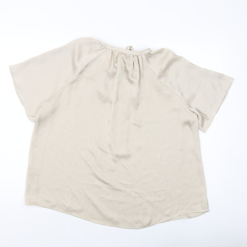 H&M Womens Beige Polyester Basic Blouse Size XS V-Neck