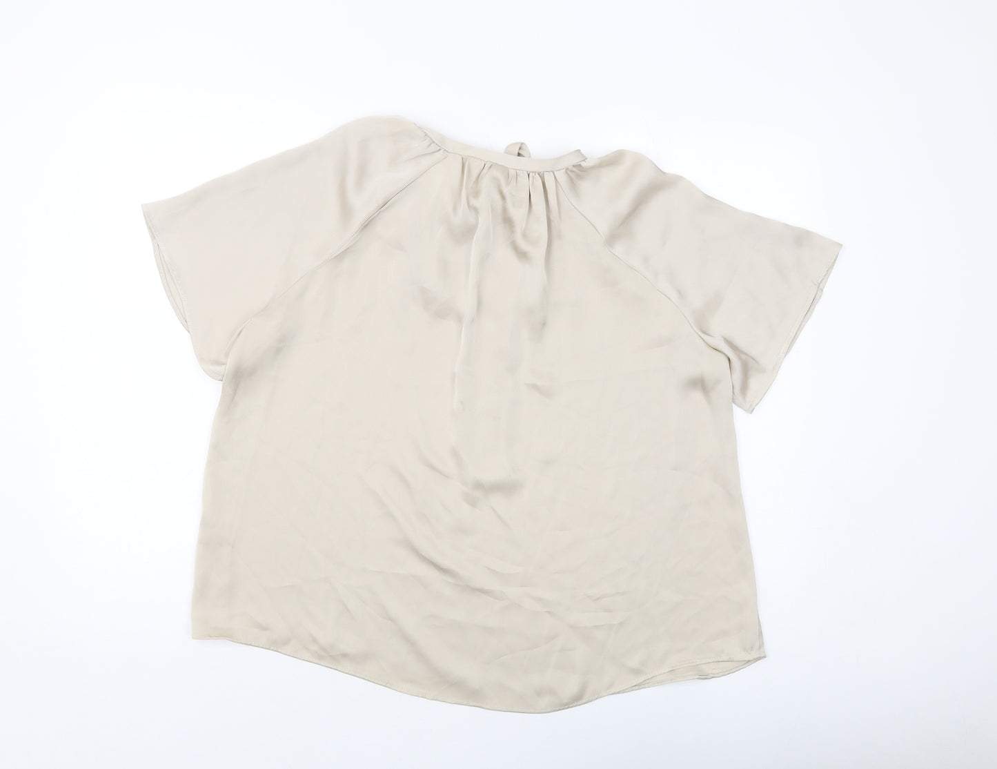 H&M Womens Beige Polyester Basic Blouse Size XS V-Neck